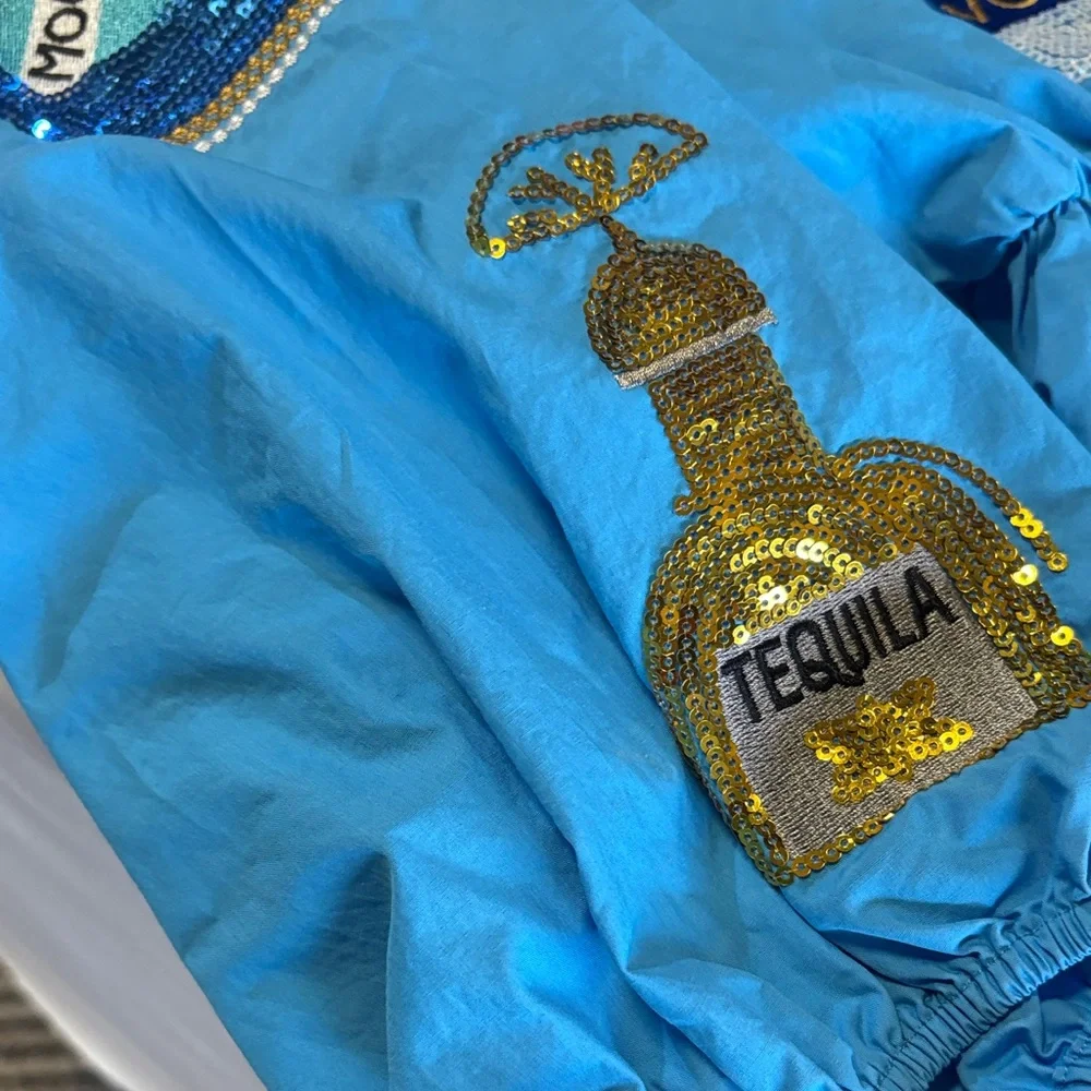 Blue Embellished Cocktail Bottle mini Dress size M - Picture 6 of 6